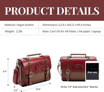 ECOSUSI Vintage Crossbody Messenger Bag Satchel Purse Handbag Briefcase for Women