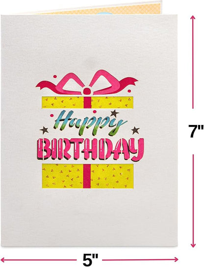 Paper Love 3D Birthday Pop Up Card, Birthday Party, For Adults and Kids - 5" x 7" Cover - Includes Envelope and Note Tag
