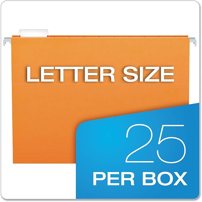 Pendaflex Recycled Hanging Folders, Letter Size, Orange, 1/5 Cut, 25/BX (81607)