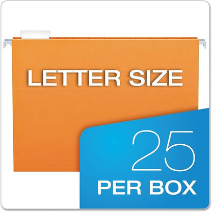 Pendaflex Recycled Hanging Folders, Letter Size, Orange, 1/5 Cut, 25/BX (81607)
