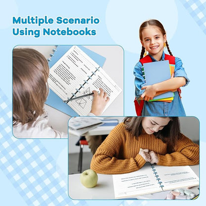 Discbound Notebook, 8-Disc Disbound Planner with Removable Pages, 180 Pages Spiral Notebook, Poly Cover Discbound Planner for Work, Travel, Note Taking(With Index Sticker),Blue,A5