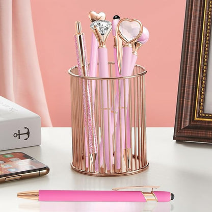 Pink Pens for Women, 6 Pcs Cute Pens Ballpoint Pens Bulk, 1.0mm Medium Point Black Ink Pens, Office and School Supplies Fancy Nice Pens Gifts for Girls Nurse Teacher (Pink)