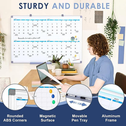 MAKELLO Large Magnetic Dry Erase Calendar Whiteboard Quarterly for Home, Bedroom, Office, Classroom, 4 Months, 36x24 in