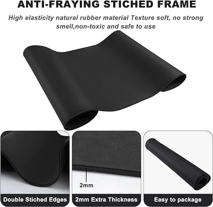 Large Mouse Pad, Desk Pad Large Office Deskmat Gaming Mouse Pad with Stitched Edges, 31.5" x 15.7" Mousepad with Non-Slip Waterproof Rubber Base for PC Laptop Desk Home Office Accessories, Black