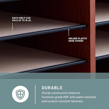 Safco Literature Organizer, 12 Compartments, Office and Classroom Mailbox with Adjustable Shelves, Wood Paper and Mail Sorter, Cherry