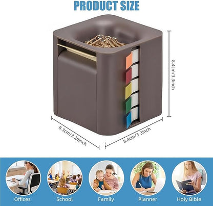 5-in-1 pop up Sticky Note Dispenser with self-Adhesive Notepad, Colour Labels, Ideal for Homeschool and Office Organize