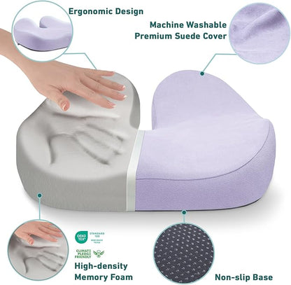 Seat Cushions for Office Chairs - Pressure Relief Seat Cushion - Car Seat Cushions for Pressure Relief, Tailbone Pain, Sciatica & Back Pain Relief for Office Chairs (Light Purple-U Shape)