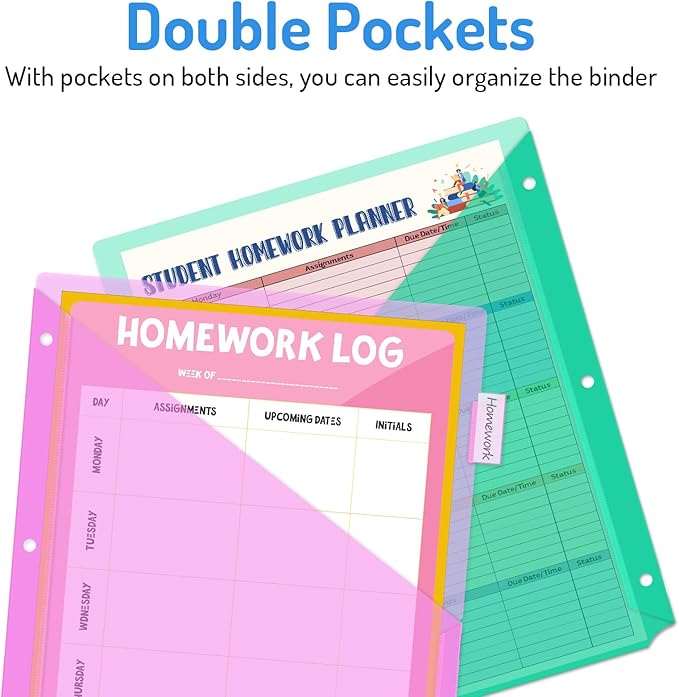 Forvencer 16 Count Dividers with Pockets, 8 Tab Dividers for 3 Ring Binder with Pockets, Subject Dividers with Pockets, Premium Quality Notebook Dividers with Pockets, Vibrant Color, 2 Sets