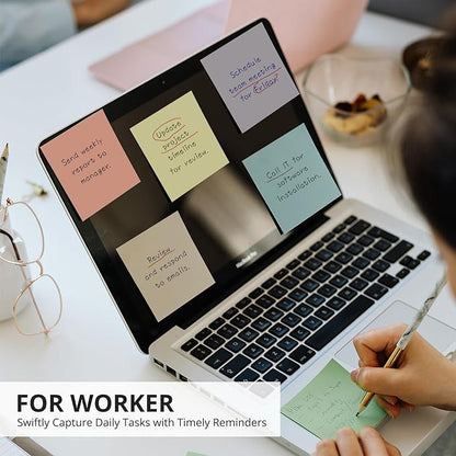 Sticky Notes, 12 Pads, 3x3 inches Aesthetic Sticky Note Pads, Neutral Boho Self-Stick Note Pads, Perfect for Office Home School Desk Accessories, 50 Sheets/pad - Vintage Colors