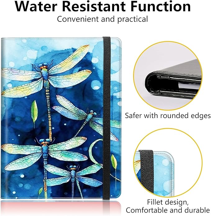 Dragonfly PU Leather Padfolio Clipboard Notepad with Pen Loop and Elastic Strap Interview/Resume Document Organizer for Business School Office