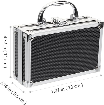 ERINGOGO Aluminum Attache Case - 7inch Lock Metal Briefcase with Ripple Foam, Hard Aluminum Carrying Case for Men, Universal Portable Tool Case for Laptop/Luggage/Instrument, Black