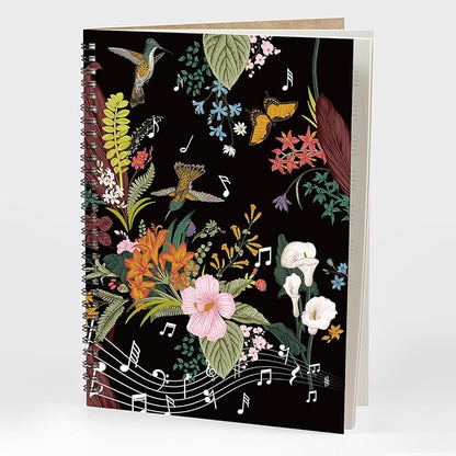MAXCURY Blank Sheet Music Composition Manuscript Staff Paper Art Music Notebook Black 100 Pages 26x19cm (Flora)