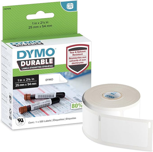 DYMO LabelWriter Durable Laboratory and Medical Labels, 25 mm x 54 mm, 500 Labels