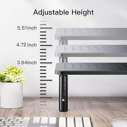 HUANUO Monitor Stand for Desk, Computer Monitor Stand Height Adjustable, Monitor Riser for 2 Monitors, Laptop Stand for Desk, 2 Pack, Black