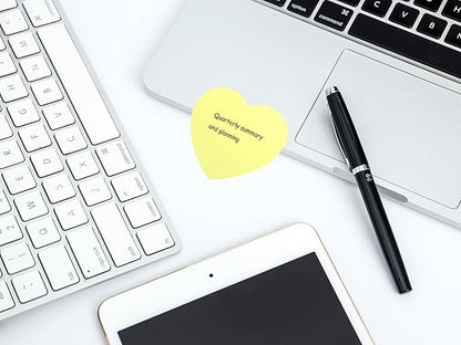 Mini Skater 2 Pack Kraft Paper Sticky Notes Heart Shaped Self-Stick Blank Book Tabs Paper Markers Sticky Notes Pad 100 Sheets Index Sticker (Light Yellow)