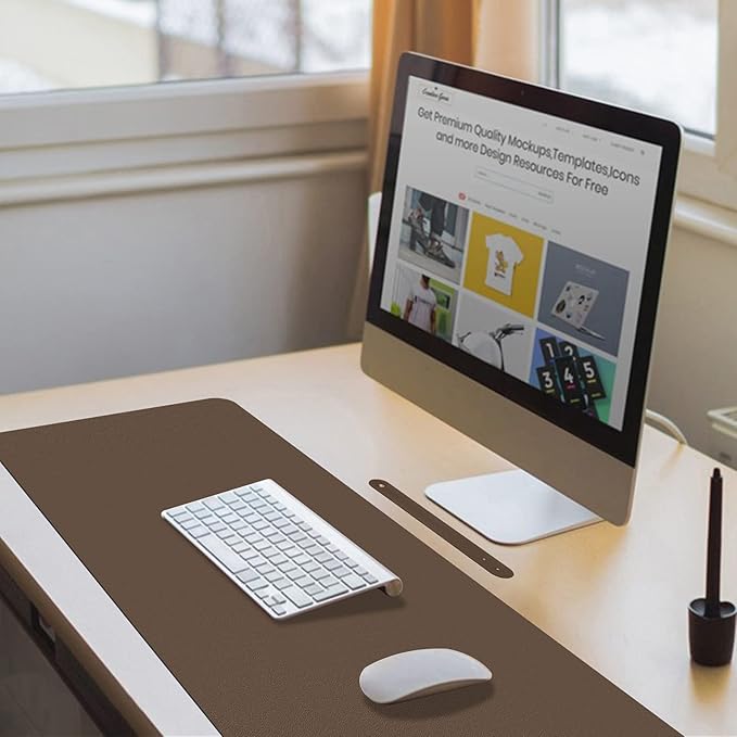 ‎Boutilon Leather Desk Pad 30" x14",Non-Slip Mouse Pad,Office Desk Mat,Waterprooft PU Leather Desk Blotter,Desk Pad Protector,Desk Writing Pad for Home Office Decor (M-Coffee)