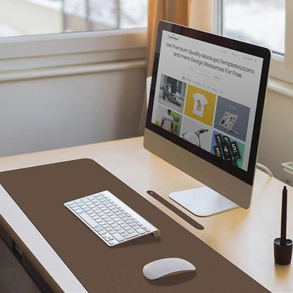 ‎Boutilon Leather Desk Pad 30" x14",Non-Slip Mouse Pad,Office Desk Mat,Waterprooft PU Leather Desk Blotter,Desk Pad Protector,Desk Writing Pad for Home Office Decor (M-Coffee)