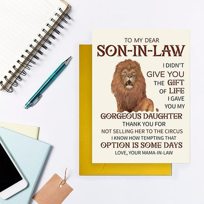 Unique Birthday Card Gifts Decorations for Son-In-Law, Cute Happy Son In Law Birthday Card Gift for Him Men