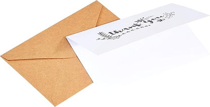 Amazon Basics Thank You Cards and Envelopes, 48 Count, Black and White