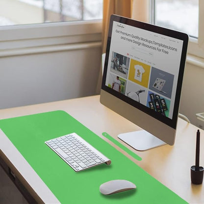 Boutilon Leather Desk Pad 35"x 17" Non-Slip Mouse Pad,Office Desk Mat,Waterprooft PU Leather Desk Blotter,Desk Pad Protector,Desk Writing Pad for Home Office Decor (L-Light Green,35"x 17")