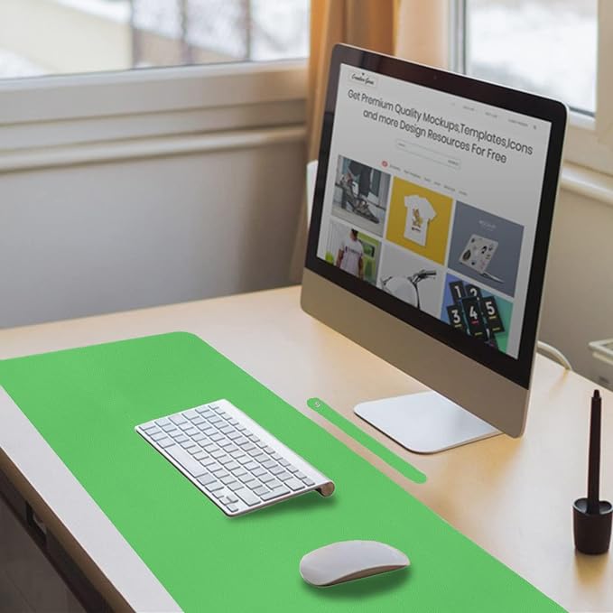 Boutilon Leather Desk Pad 30" x14",Non-Slip Mouse Pad,Office Desk Mat,Waterprooft PU Leather Desk Blotter,Desk Pad Protector,Desk Writing Pad for Home Office Decor (M-Light Green)