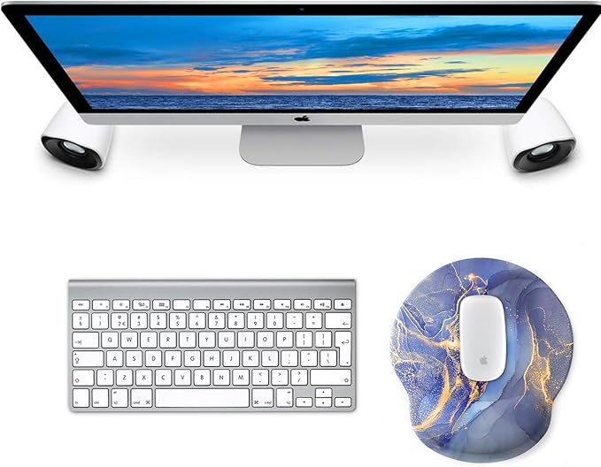 eulps Mouse Pad with Wrist Rest, Comfortable Computer Mousepad with Gel Wrist Support Smooth Surface and Non-Slip PU Base for Pain Relief, Laptop, Office & Home (Golden Quicksand Marble)