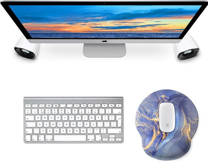 eulps Mouse Pad with Wrist Rest, Comfortable Computer Mousepad with Gel Wrist Support Smooth Surface and Non-Slip PU Base for Pain Relief, Laptop, Office & Home (Golden Quicksand Marble)