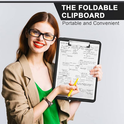 Geyee 24 Pcs Clipboards with Storage Letter Size Foldable Nursing Clipboard Storage with Pen Holder Plastic Storage Clip Board with Low Profile Clip for Student Teacher Nurse Office 9.4 x 13.4 Inch