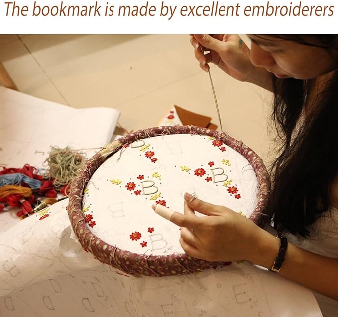 Personalized Hand Embroidered Corner Bookmark, Bookmarks for Women, Personalized Bookmark for Books, Cute Flower Book Mark, Hand Stitch Gift for Women for Book Lovers by HNQCPCVU (I, White)