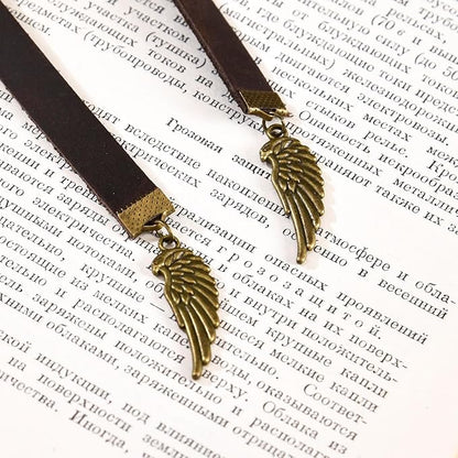 Bookmarks, Handmade Retro Angel Wings Bookmark with Long Leather Straps, Book Mark for Book Lover Gifts for Women Men (Style 23)