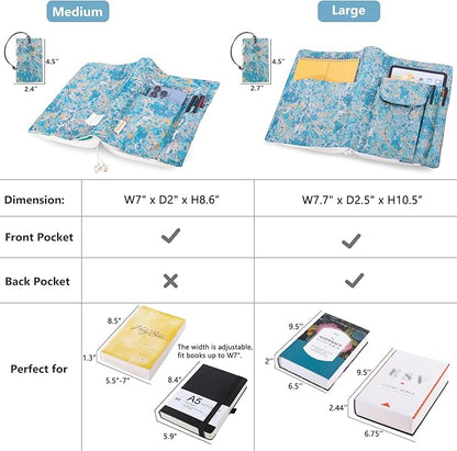 Book Covers with Cardholder - Fabric Dust Jackets for Books - Book Protector for Book Lovers - Book Covers for for Paperbacks,Hardcover,Bibles - Soft Cover Book Sleeve for AA Books