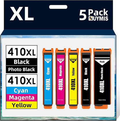 410 XL Ink Cartridges Remanufactured for Epson 410XL Ink Cartridges 5 Pack to Use with Epson Expression XP-7100 XP-830 XP-640 XP-630 XP-635 XP-530 Printers (Black, Cyan, Magenta, Yellow, Photo Black)