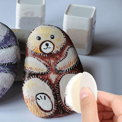 Boao 4 Pieces Brush Applicator Diamond Painting Brush Accessories Tools, Artist Drawing Flat Paintbrush for DIY Gesso, Varnishes, Oil Paint, Acrylic Painting, Watercolor(Khaki and White)