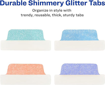Avery Margin Ultra Tabs, 2.5" x 1", Pastel Sparkle Shimmer Designs, 16 Repositionable Page Tabs (74150)