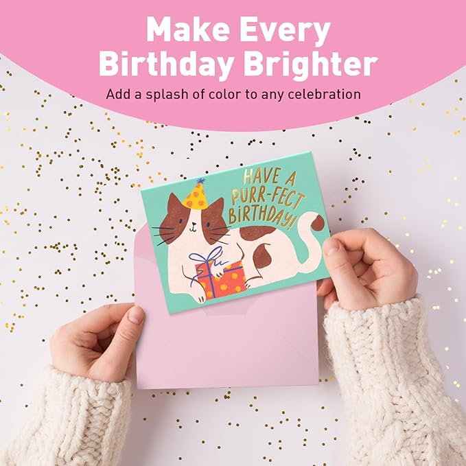 Sweetzer & Orange Happy Birthday Cards with Envelopes and Assortment Box – Variety Set of 50 Assorted Birthday Notes. Perfect Bulk Pack for Celebrations, Office, Friends, Family, and Special Occasions-4x5.5"