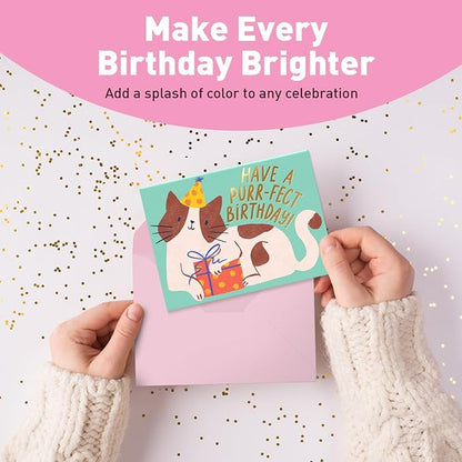 Sweetzer & Orange Happy Birthday Cards with Envelopes and Assortment Box – Variety Set of 50 Assorted Birthday Notes. Perfect Bulk Pack for Celebrations, Office, Friends, Family, and Special Occasions-4x5.5"