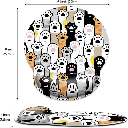 Ergonomic Mouse Pad with Wrist Support,Cute Cat Paws Mouse Pad with Wrist Rest,Relieve Wrist Pain Mousepad Non-Slip Rubber Base,Mouse Pads for Desk,Computers,Laptop,Office,Gaming,Home,Accessories