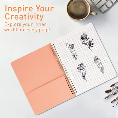 Sweetzer & Orange S&O Cute Spiral Notebooks - College Ruled Spiral Notebook with Pockets - Hardcover Notebook for Women - Cute Notebooks for School & Journal - 80 Double-Sided Pages, 6.25" x 8.25”