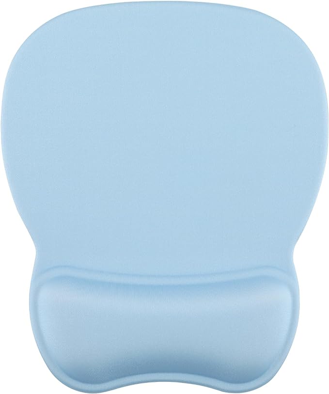 MROCO Ergonomic Mouse Pad with Gel Wrist Rest, Comfortable Mousepad with Smooth Wrist Support Surface and Non-Slip PU Base for Pain Relief, Computer, Laptop, Office & Home, 9.4 x 8.1 in, Sky Blue