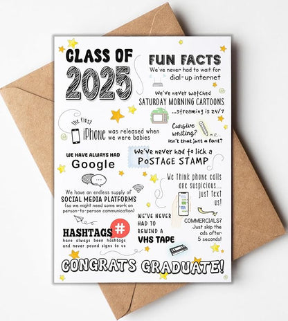 Katie Doodle - Funny, High School Graduation Card, Class of 2025 Gifts (Handmade in USA), Graduation Gifts for Her, Him, Girls, Boys - Includes 1 x Grad Card (5x7 inch) & 1 Kraft Envelope (self-seal)