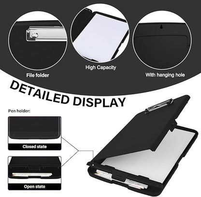 Clipboard with Storage, High Capacity Clip Boards 8.5x11 with Storage, Plastic Nursing Clipboard Folder with Pen Holder, Heavy Duty Storage Clipboard with Low Profile Clip for School & Office