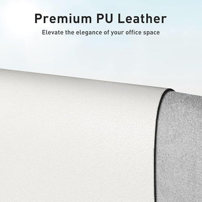 Aothia Leather Desk Pad Protector, Mouse Pad,Office Desk Mat, Non-Slip PU Leather Desk Blotter, Laptop Desk Pad, Waterproof Desk Writing Pad for Office and Home (48"x17", Off-White)