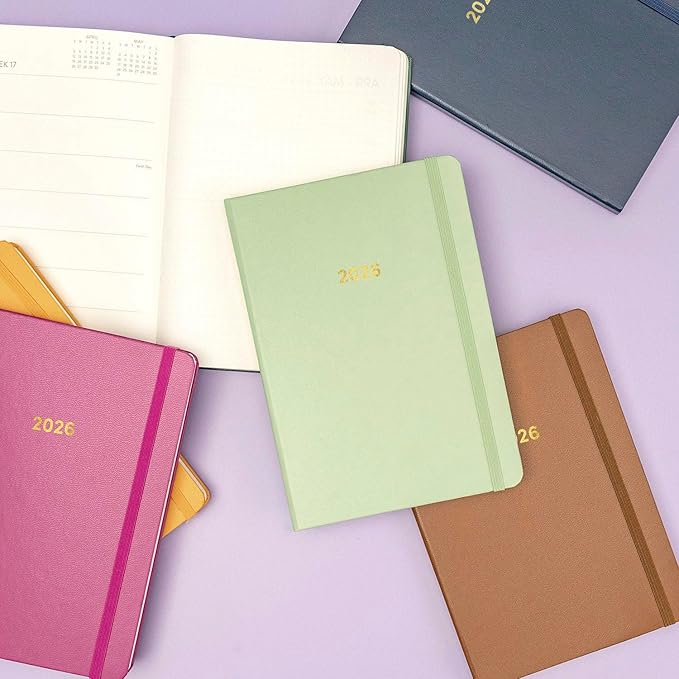 PAPERAGE 2026 Weekly & Monthly Planner, 12 Months (January 2026 - December 2026), 5.6 in x 8 in, Hardcover 2026 Planner with Weekly & Monthly Spreads, Note Pages, Stickers & Back Pocket – Blush