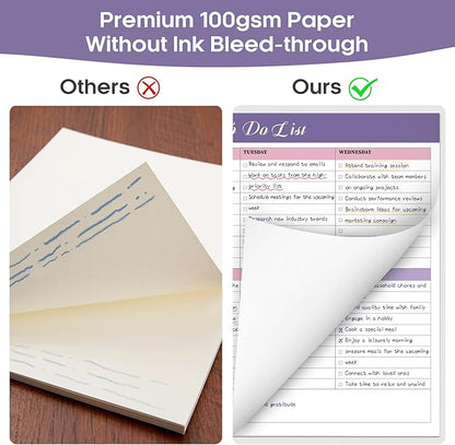 Weekly To Do List Notepad with 52 Tear Off Sheets（8.5"×11"）- Undated Weekly Desk Planner for Women & Man,Work and Home-Violet Whispers