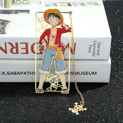 One Pieces Anime Luffy Shanks Uta Book Mark - Brass Metal Bookmark, Stationery School Supplies, Gift for Book Lover, Friends, Anime Fans Collection (Luffy)