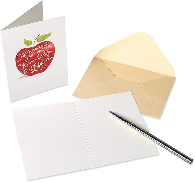 Papyrus Blank Cards with Envelopes, Apple for Teacher (14-Count)