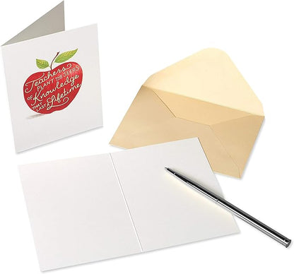 Papyrus Blank Cards with Envelopes, Apple for Teacher (14-Count)