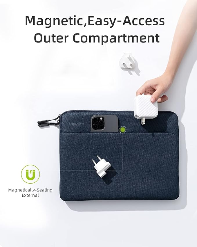 Protective 14 Inch Laptop Sleeve for 14 MacBook Air/Pro, 14 HP Dell Lenovo Asus Notebook - Shockproof, Water-Resistant with Accessory Pocket (Blue, 14 inch)