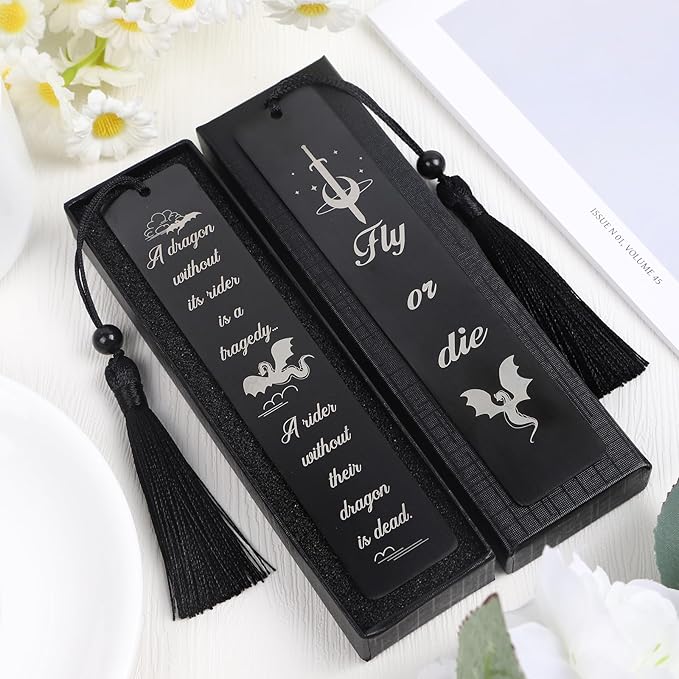 Metal Dragon Bookmark Gift - 2Pcs Metal Bookmark for Book Lovers Cool Dragon Bookmarks for Kid Unique Drangon Book Marks for Men Women Funny Dragon Book Mark with Tassels Gifts for Book Nerd