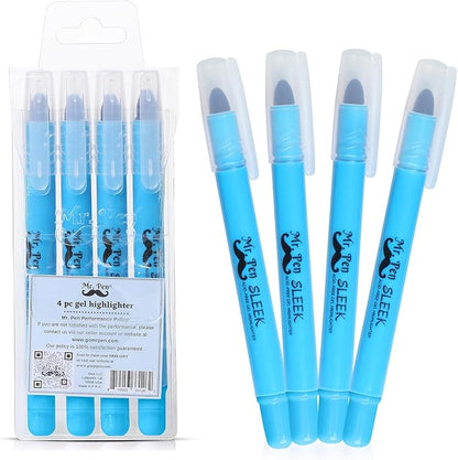 Mr. Pen No Bleed Gel Highlighter, Bible Highlighters, Blue, Pack of 4